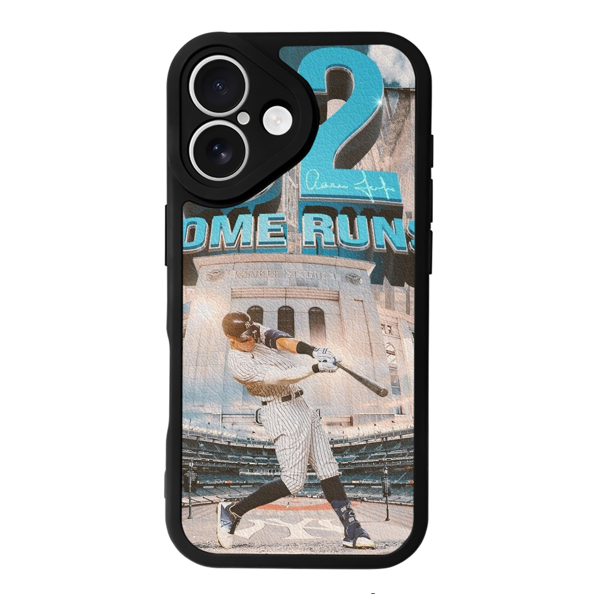 Aaron Judge 62 Home Runs IPhone 16 Silicone Leather Case – UV Print, Lambskin Texture – Perfect Fit, Wireless Charging Compatible, Scratch Resistant, Precise Cutouts – Stylish Protection For IPhone 16